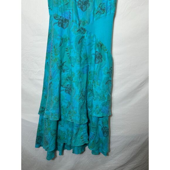 Color Me Cotton Women's Sleeveless Maxi Dress Tiered Skirt 100% Linen Size M - Picture 3 of 8